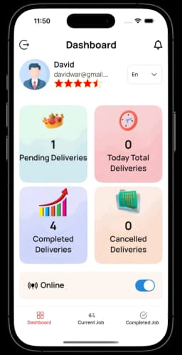 Delivery Partner screen