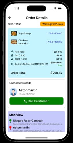 Delivery Partner screen