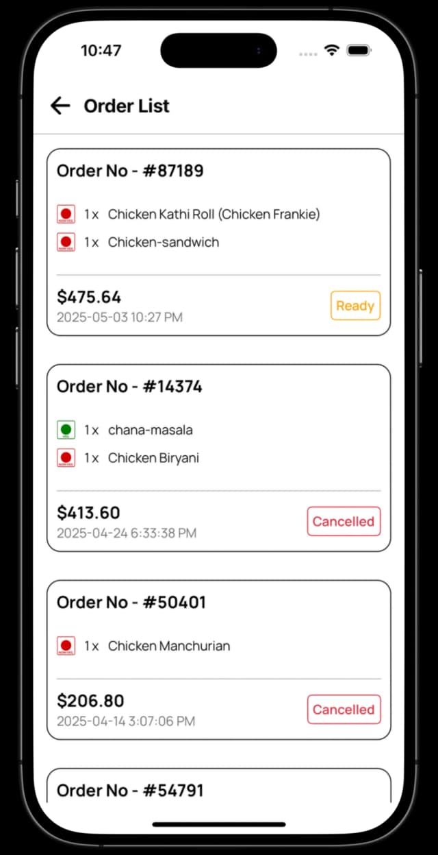 Screenshots of the ProzenEats app displaying restaurant menus, order placement, and delivery tracking