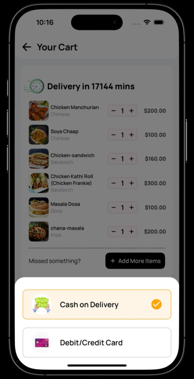 Screenshots of the ProzenEats app displaying restaurant menus, order placement, and delivery tracking