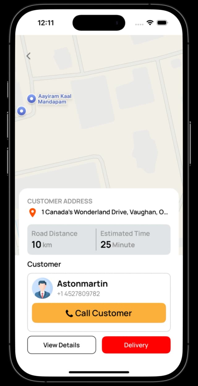 Screenshots of the ProzenEats app displaying restaurant menus, order placement, and delivery tracking