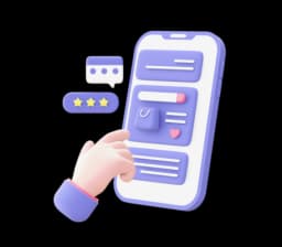 Mobile app interface with shopping and review features