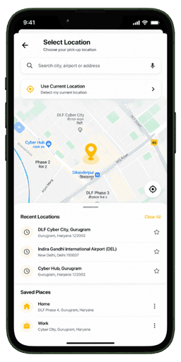 Prozen Rent vehicle discovery screen