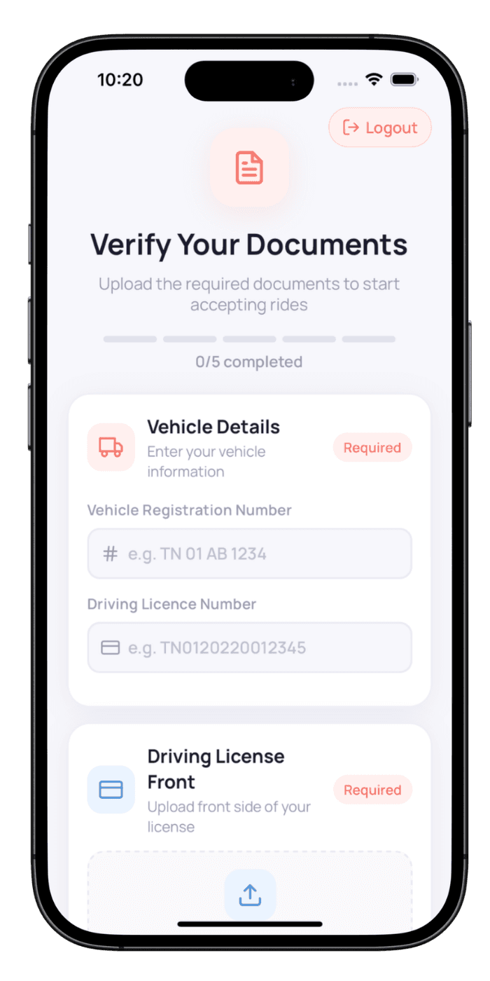 Grocery delivery agent document verification screen