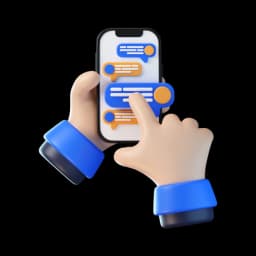 Hands using a chat application on a smartphone