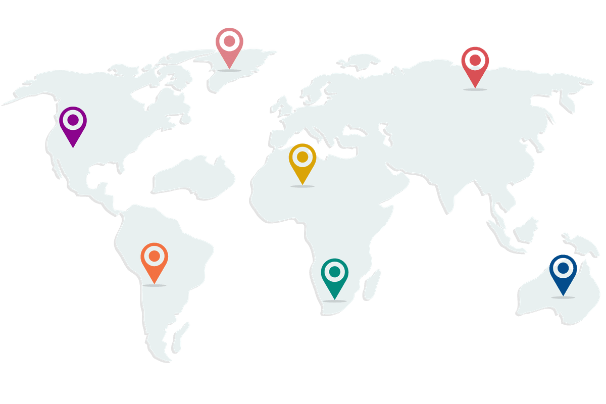 Illustration showing locations of Prozensoft Technologies clients worldwide