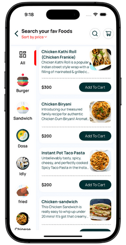 food delivery app for restaurant Menu Selection food delivery app for restaurant Select Food