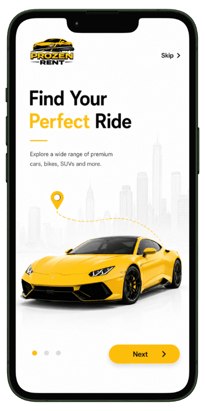 Car Rental App Onboarding Car rental software onboarding screen introducing online vehicle booking