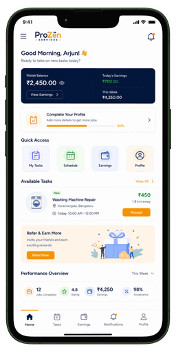 Prozen Services partner screen