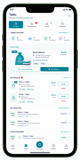 Prozen Wash driver application screen